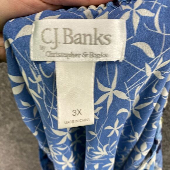 CJBanks Skirt Women 3X Plus Blue Floral Maxi Long Mid Rise Pull On Elastic Waist - Picture 7 of 9